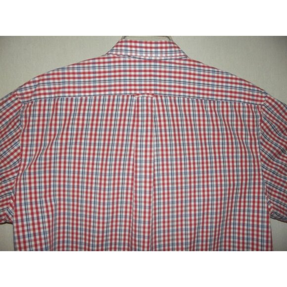 IZOD Shirt Mens XL Red White Blue Plaid Button-Down Collar classic fit - Picture 8 of 9
